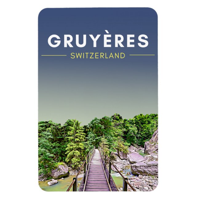 Vintage Gruyeres Schweiz Travel Magnet (Vertikal)
