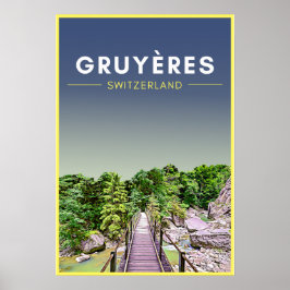 Vintage Gruyeres Schweiz Travel Poster