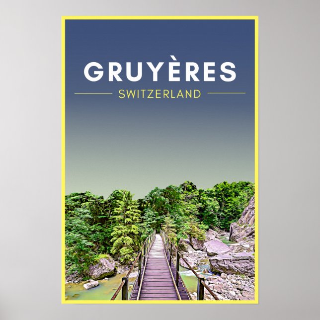Vintage Gruyeres Schweiz Travel Poster (Framsidan)