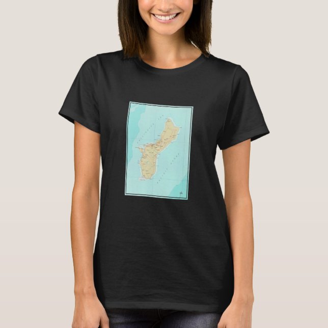 Vintage Guam Map  1970  T Shirt (Framsida)