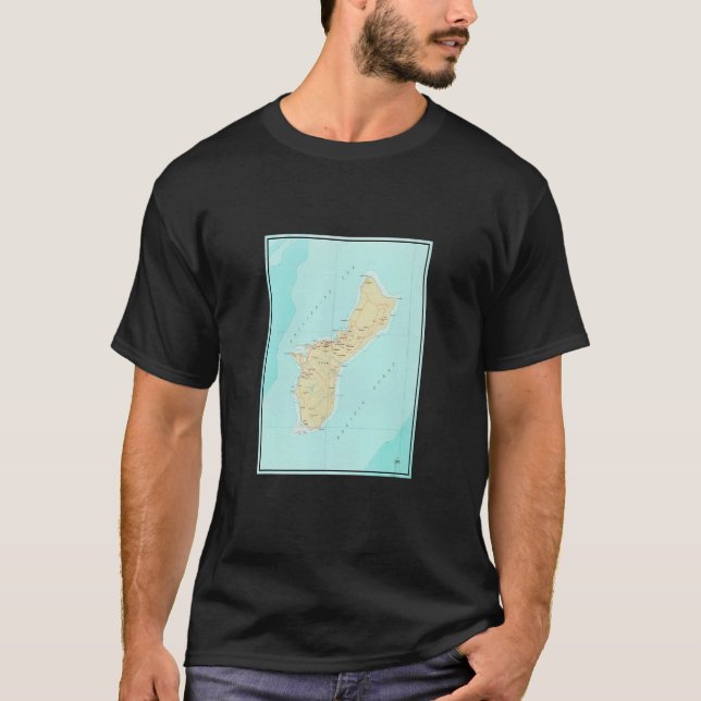 Vintage Guam Map  1970  T Shirt (Framsida)