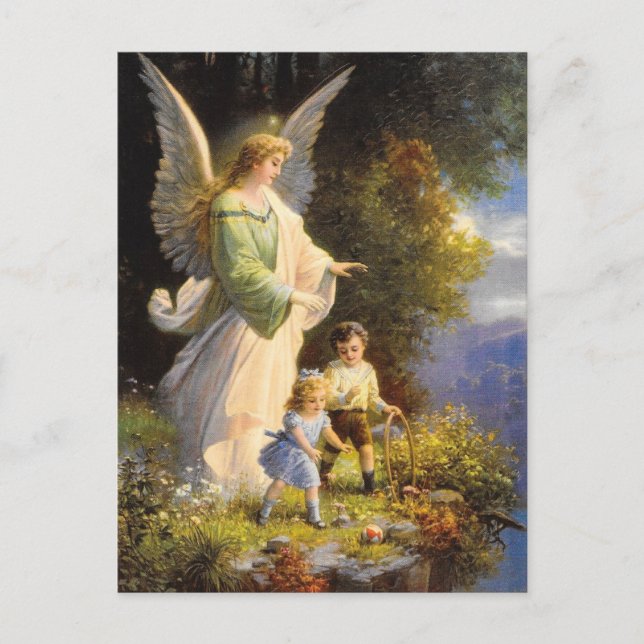 Vintage Guardian Angel Card  Vykort (Framsida)