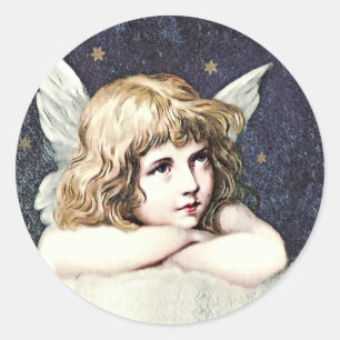 Vintage Guardian Angel Classic Round Sticker Runt Klistermärke