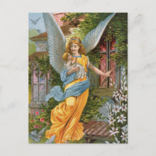 Vintage Guardian Angel med Baby vykort