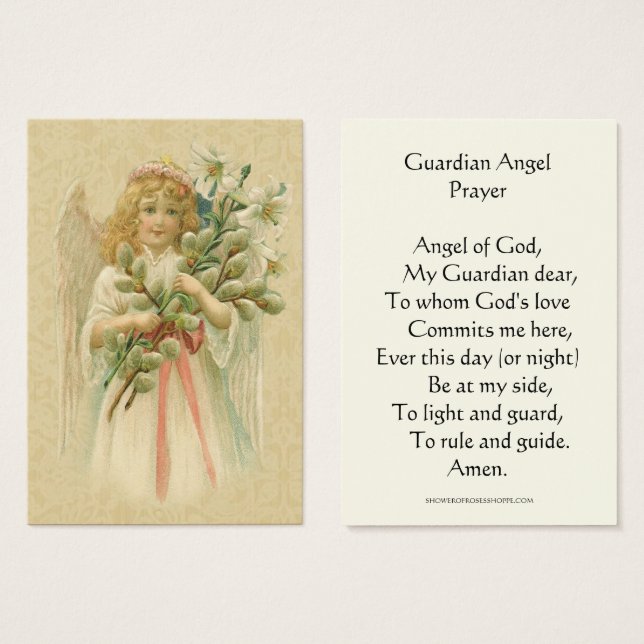 Vintage Guardian Angel Prayer Heliga Card Visitkort (Framsida & baksida)