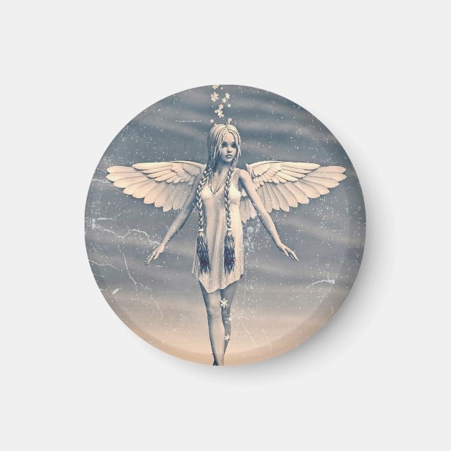 Vintage Guardian Angel Regnbågs Konst Magnet (Framsidan)