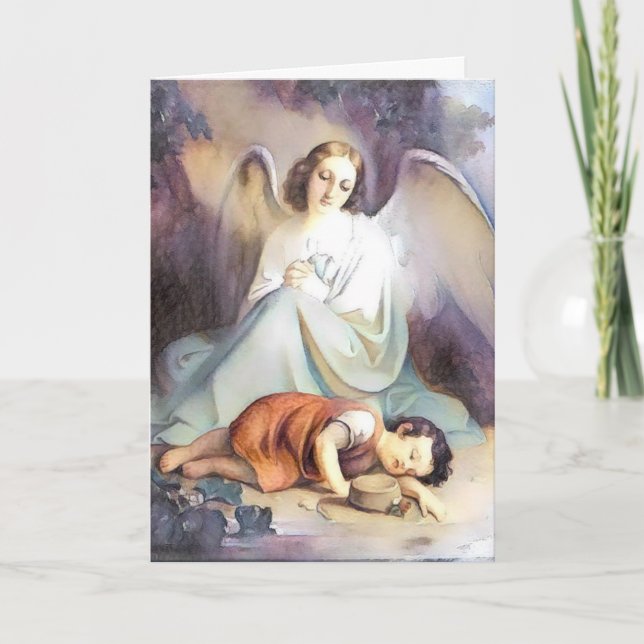 Vintage Guardian Angel Religiösa Child Scripture Kort (Framsida)