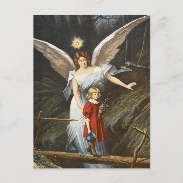 Vintage Guardian Angel-vykort Vykort (Framsida)