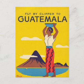 Vintage Guatemala Resemålning Flygplansaffisch Cli Vykort