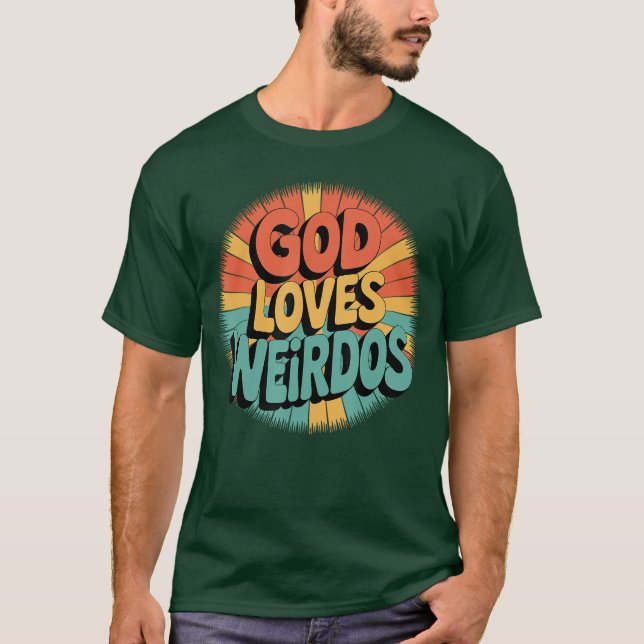 Vintage Gud Kärlek Underlig vän T Shirt (Framsida)