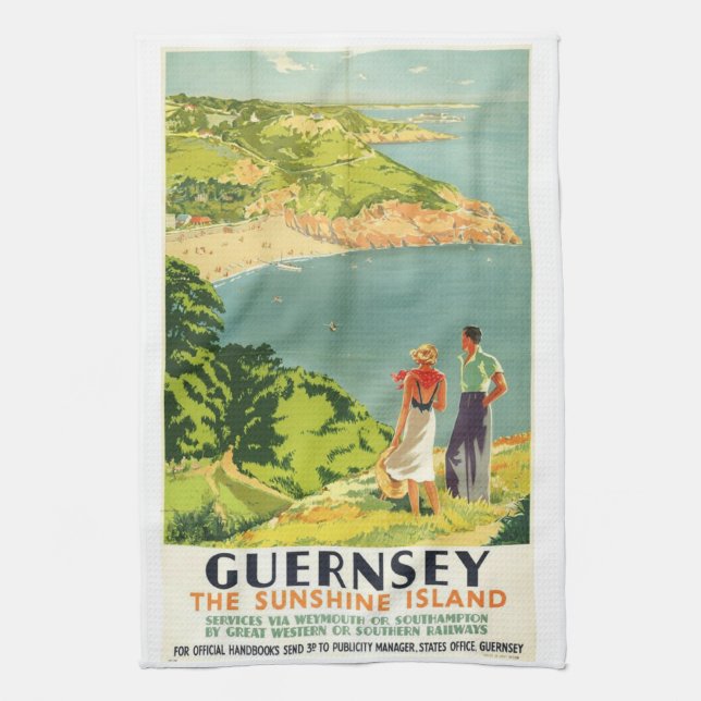 Vintage Guernsey Sunshine Island Kitchen Towel Kökshandduk (Vertikal)