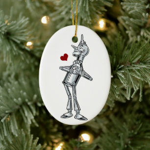Vintage-guide Oz, Tinman Lycklig Smile har hjärta Julgransprydnad Keramik