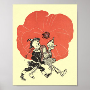 Vintage-guiden för Oz, Dorothy med vallmoblommor Poster