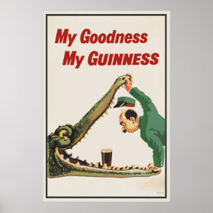 Vintage Guinness Krokodil Affisch Print, Min