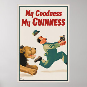 Vintage Guinness Lion Affisch Print, Herregud
