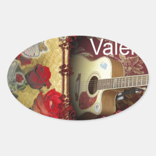 Vintage Guitar: African Brown Beauty Alla hjärtans Ovalt Klistermärke