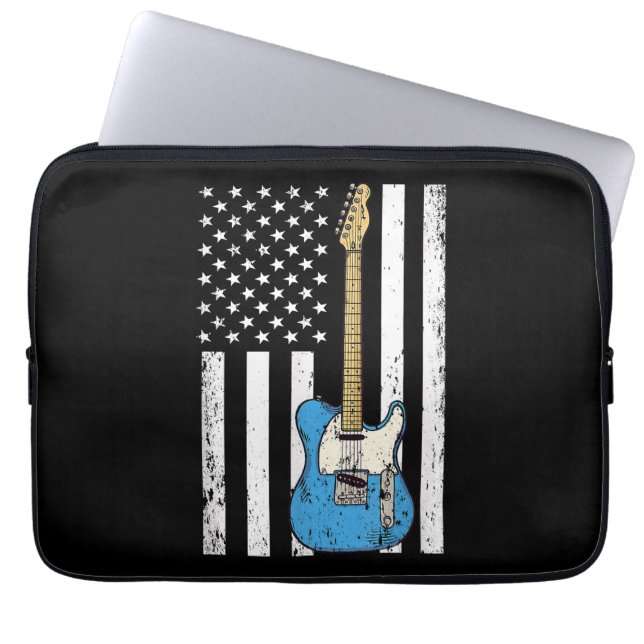 Vintage Guitar American Flagga Laptop Fodral (Framsidan)