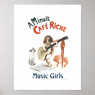 Vintage Guitar Art Funny Music Coffee and Lobster Poster