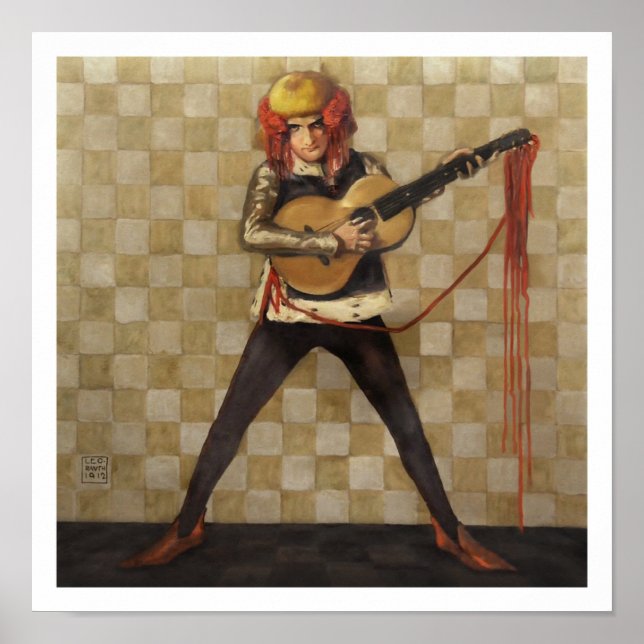Vintage Guitar Art Musician Print Rockstjärna Musi Poster (Framsidan)