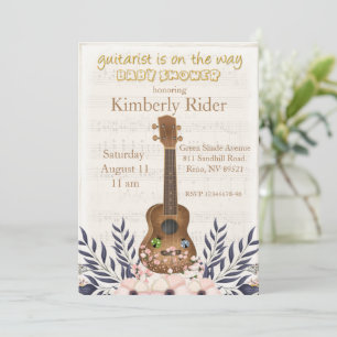 Vintage Guitar Baby Shower Inbjudningar