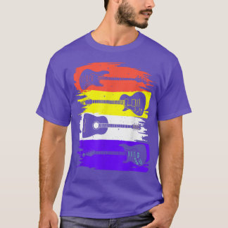 Vintage Guitar Gift For Men Women Kids Music Band  T Shirt