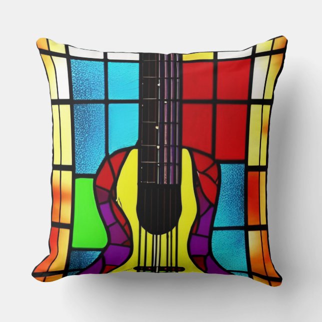 Vintage guitar i nedfläckad glas kudde (Framsida)