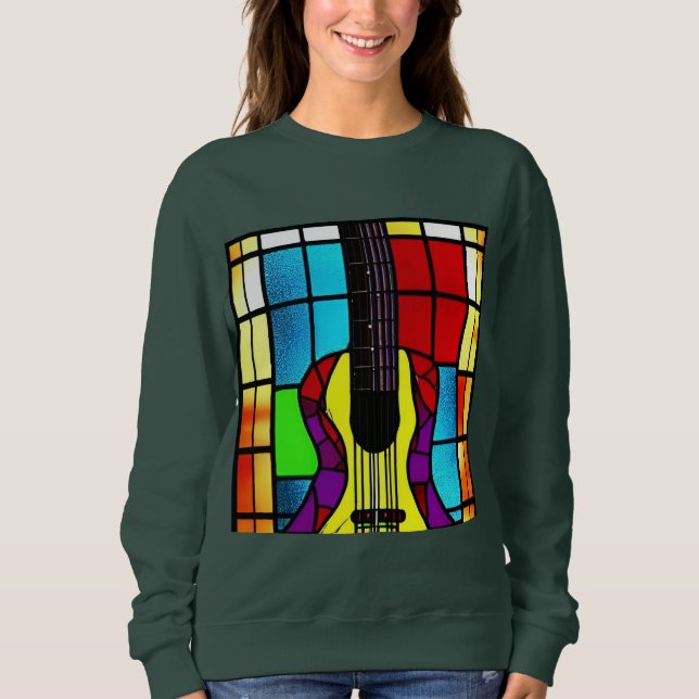 Vintage guitar i nedfläckad glas t shirt (Framsida)