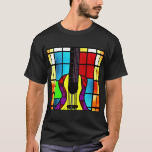 Vintage guitar i nedfläckad glas t shirt