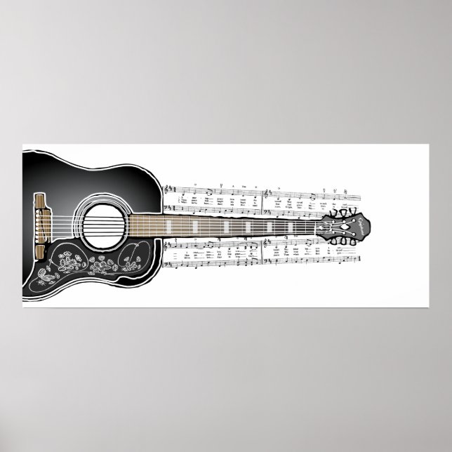 Vintage Guitar med Lakan Music - Poster Skriv ut (Framsidan)