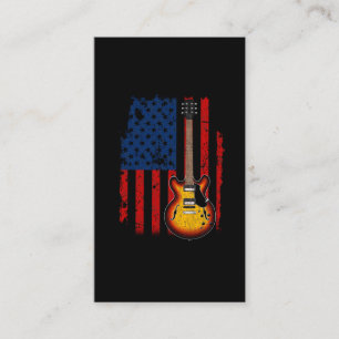 Vintage Guitar Player American Flagga Musician Art Visitkort