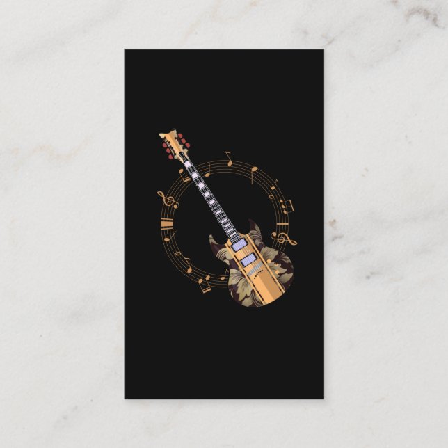 Vintage Guitar Player Blommigt Musician Art Visitkort (Framsida)
