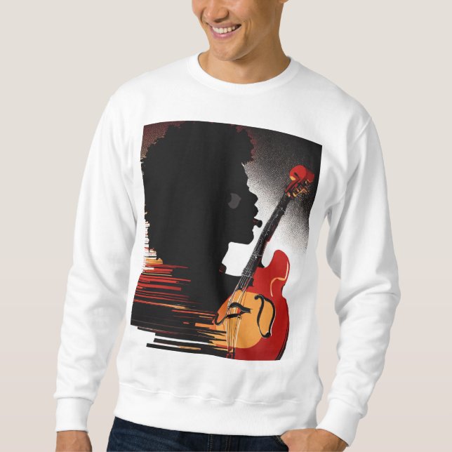 Vintage Guitar Silhouette Sweatshirt - Music Älska (Framsida)