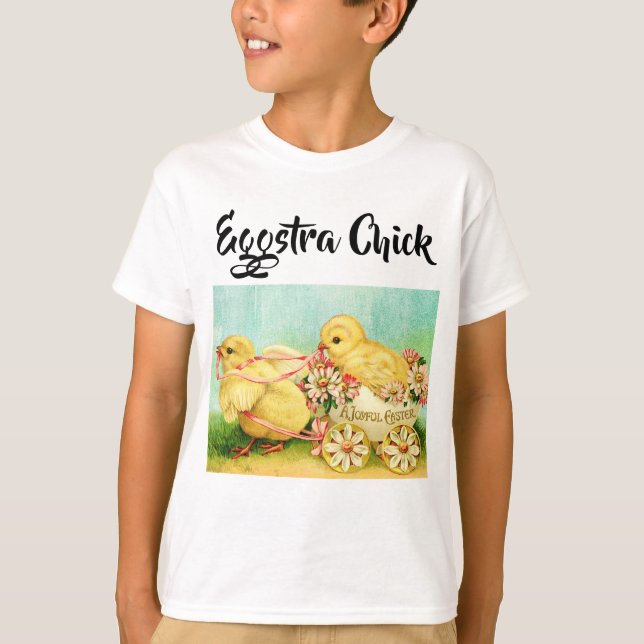 Vintage Gul Kyckling Påsk T Shirt (Framsida)