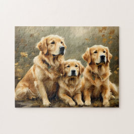 Vintage-gul retriever-hundtryck pussel