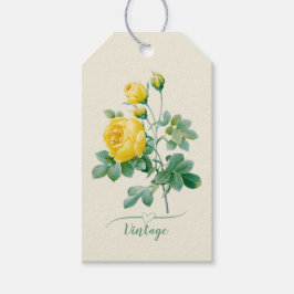 Vintage Gul ros Fine art Presentetikett