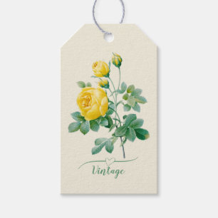 Vintage Gul ros Fine art Presentetikett