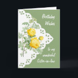Vintage Gul ros Flower Sister-in-law Kort<br><div class="desc">Vintage Gul ros Blommor för din svärmakare på födelsedagen</div>
