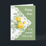 Vintage Gul ros Flower Sister-in-law Kort<br><div class="desc">Vintage Gul ros Blommor för din svärmakare på födelsedagen</div>