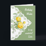 Vintage Gul ros Flower Sister Kort<br><div class="desc">Vintage Gul ros Flower för Syster Birthday</div>