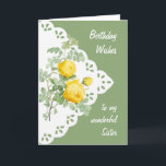 Vintage Gul ros Flower Sister Kort<br><div class="desc">Vintage Gul ros Flower för Syster Birthday</div>