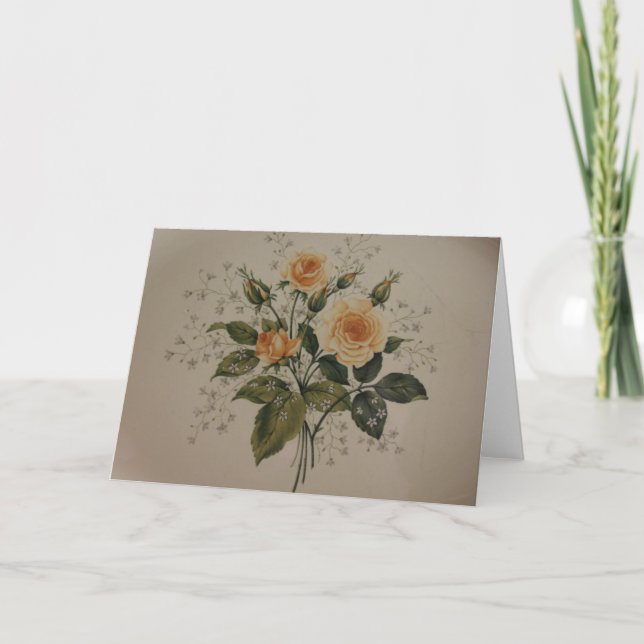 Vintage Gul ros Kort (Framsida)