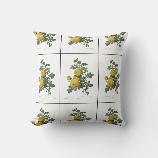 Vintage gul ros målarkudde kudde (Framsida)