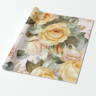 Vintage Gul ros Presentpapper