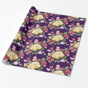 Vintage Gul ros Rosa Sweet Pea Bouquet Lila Presentpapper