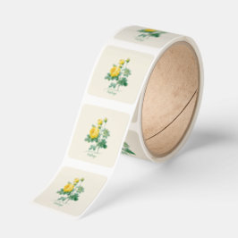 Vintage Gul Rosa Finkonst  Fyrkantigt Klistermärke