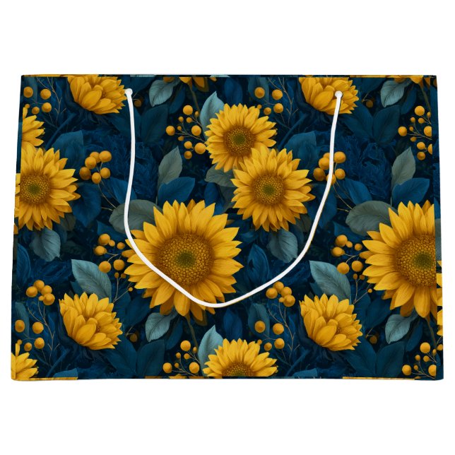 Vintage Gul Solros Blå Blommönster (Framsidan)