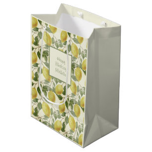 Vintage gula citron gröna blad födelsedag