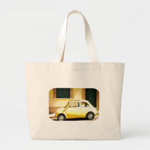 Vintage gula Fiat 500 i italien Jumbo Tygkasse
