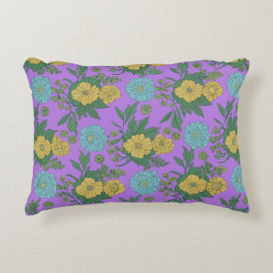 Vintage gula & mint blommor" prydnadskudde