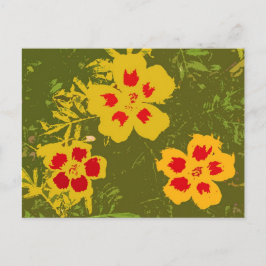 Vintage gula och röda blommor vykort